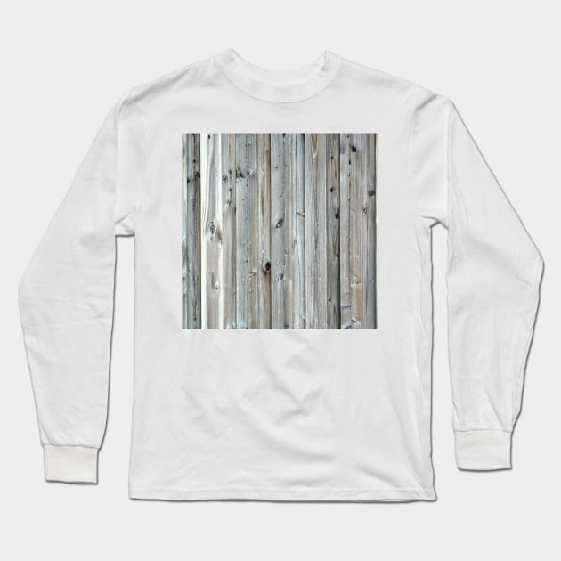 distressed whitewashed french country grey barn wood Long Sleeve T-Shirt by Tina